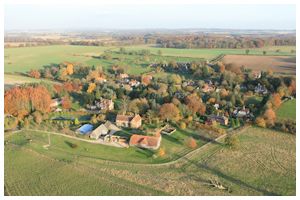 Weston Corbett and Weston Patrick, two Hampshire villages divided only by the road that runs down the middle of them.